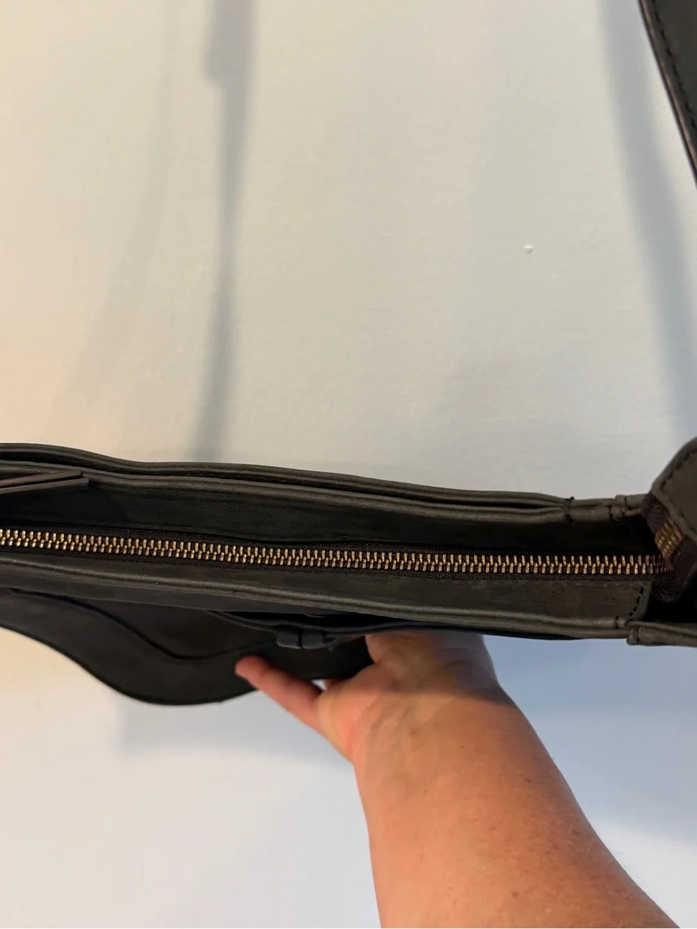 Lucky Brand Dark Charcoal Gray Leather Crossbody Bag